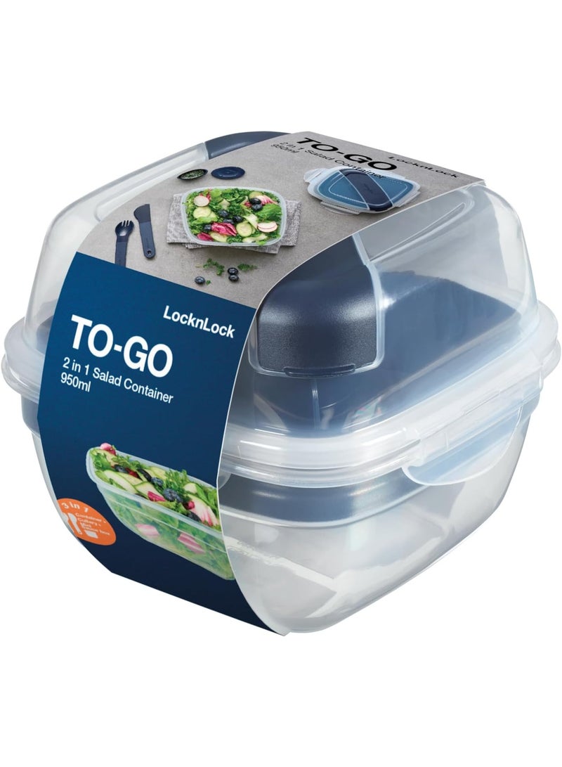 LocknLock To Go 2 In 1 Food & Salad Container Assorted Colors